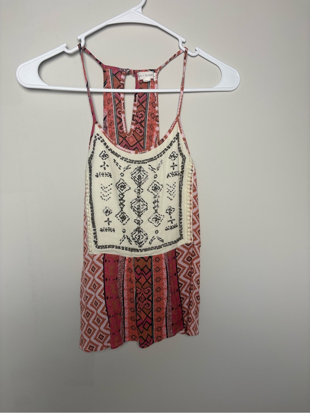 Embroidered Coral-Print Racerback Camisole
